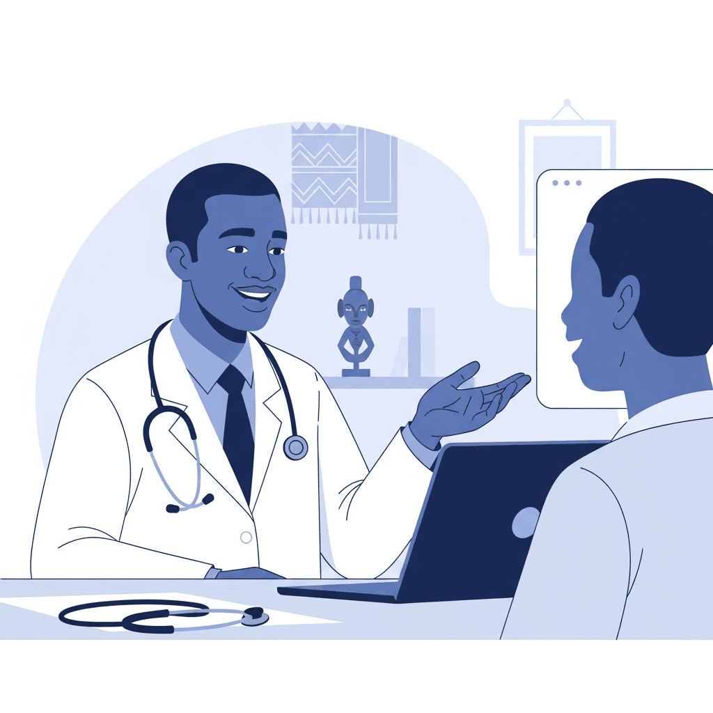 Médecin en consultation vidéo avec un patient sur IleraLive